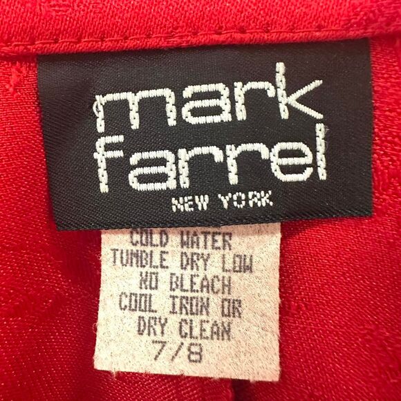 VTG 90s MARK FARREL Red Jacquard Brocade Cropped Blazer Jacket Womens 7/8 Retro - Picture 3 of 5